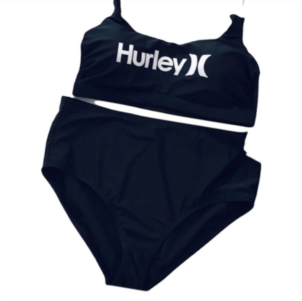 Hurley NWT Black and white two piece plus size swimsuit bathing suit Size 1X - Picture 2 of 14